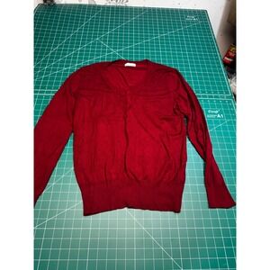 Becool Mens V-Neck Sweater Wine Red Long Sleeve Knit Pullover Size Large 3Y08